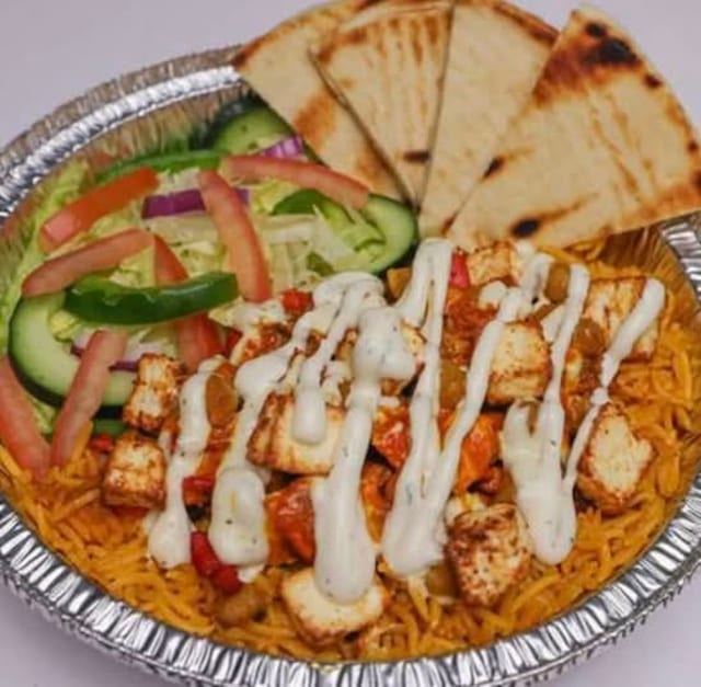 Masala Chickpeas and Paneer Rice Bowl.