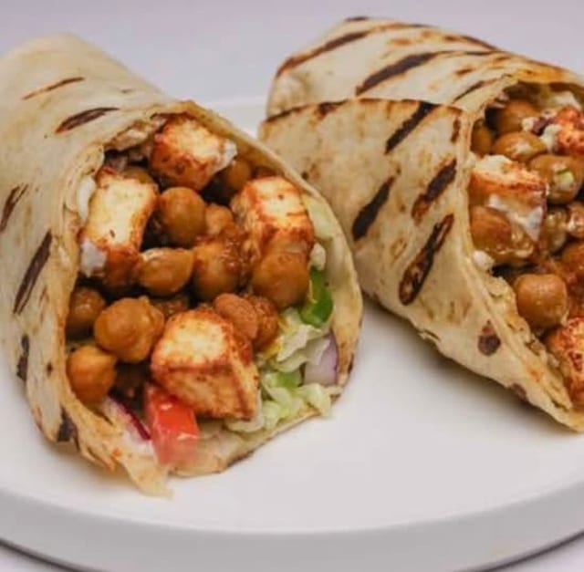 Masala Chickpeas and Paneer Roll.