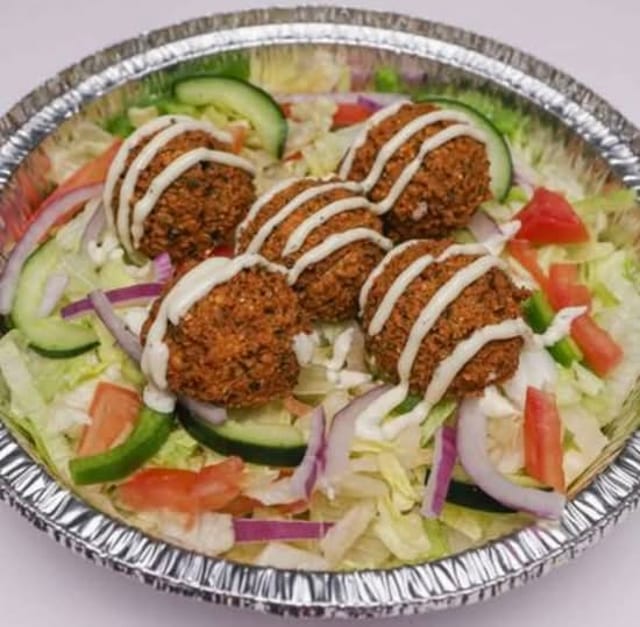 Falafel Over Salad Bowl.