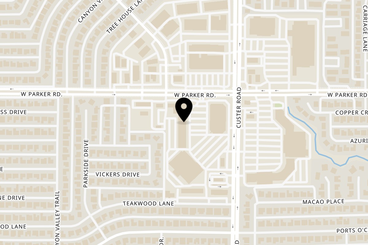 Map showing the location of Chop House Gyro on 2929 Custer Rd #312 in Plano